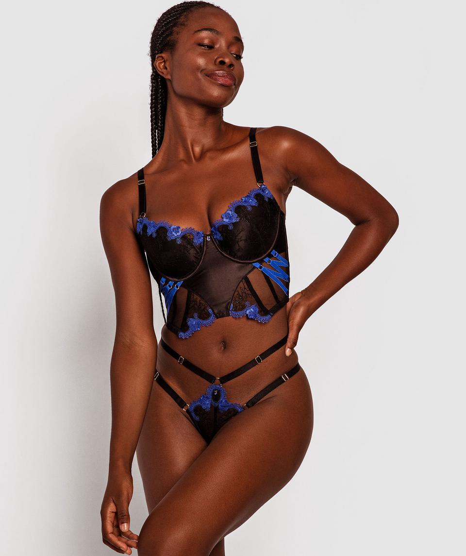 Night Games Show Stopper Corset - Black/Blue