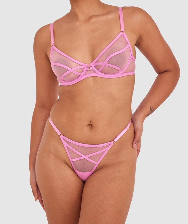 Night Games Simply Sexy Underwire & String Set - Pink