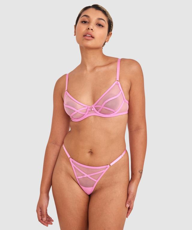 Night Games Simply Sexy Underwire & String Set - Pink