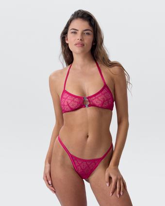 Night Games Sugar Plum Bralette & String Set - Dark Pink (Dark Pink)