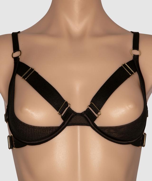 Night Games Sultry Sheers Cupless Bra - Black