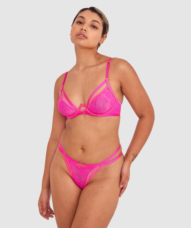 Night Games Sweet Escape Underwire & String Set - Pink
