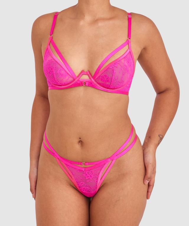 Night Games Sweet Escape Underwire & String Set - Pink