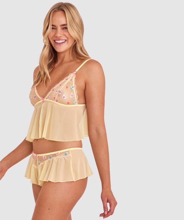 Night Games Sweet Thing Cami - Light Yellow/ Pink