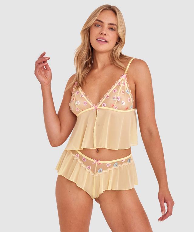 Night Games Sweet Thing Cami - Light Yellow/ Pink