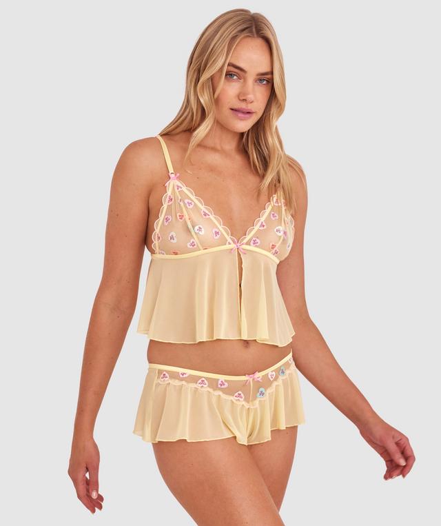 Night Games Sweet Thing French Knicker - Light Yellow/ Pink