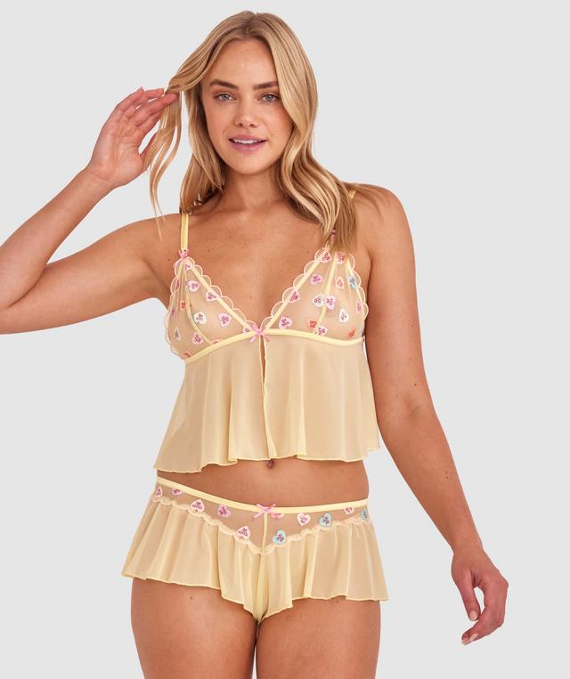 Night Games Sweet Thing French Knicker - Light Yellow/ Pink