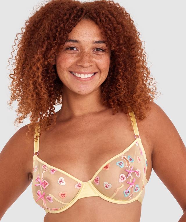 Night Games Sweet Thing Unlined & String Set - Light Yellow/ Pink