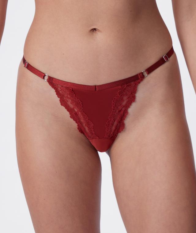 Night Games Sweetest Touch Unlined & String Set - Dark Brown