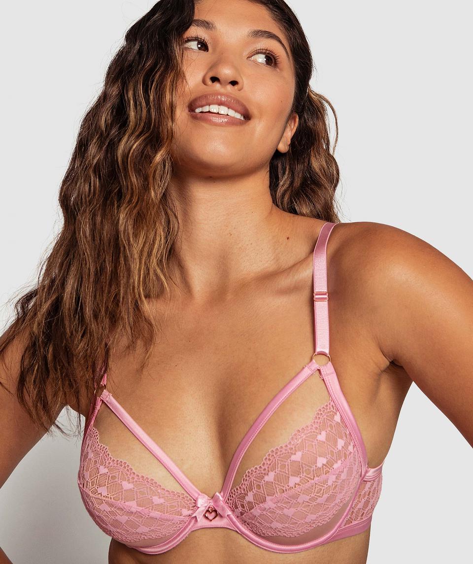 Night Games Sweetheart Soft Cup Bra & Mini V Set - Pink