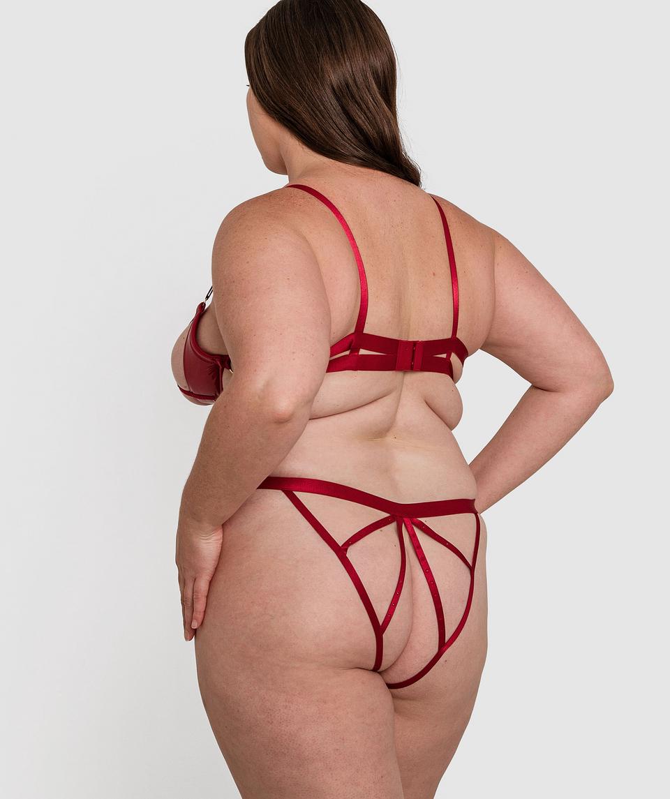 Night Games Voguish Crotchless Knicker - Dark Red
