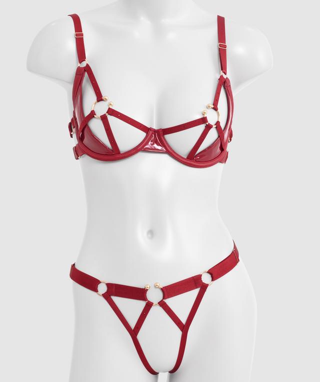 Night Games Voguish Crotchless Knicker - Dark Red