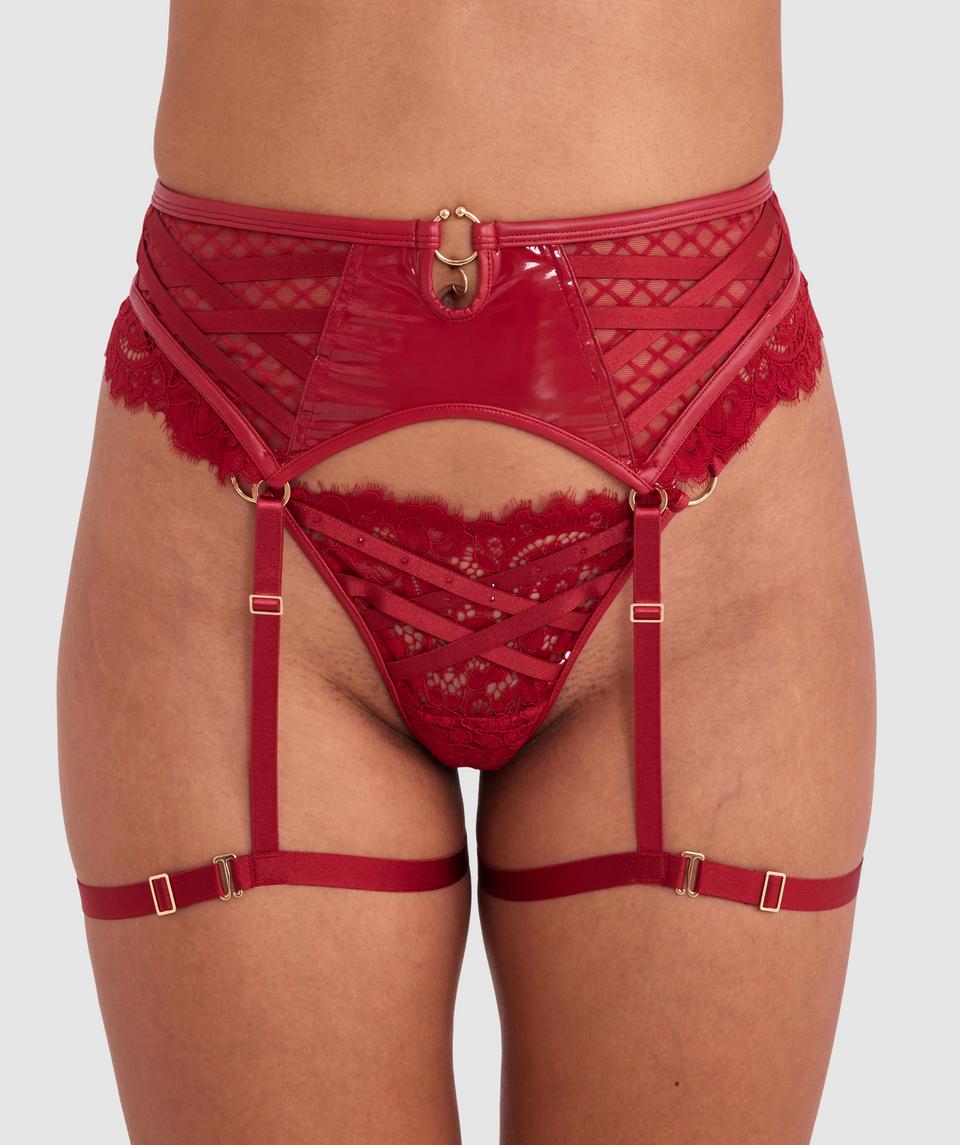 Night Games Voguish Suspender - Dark Red