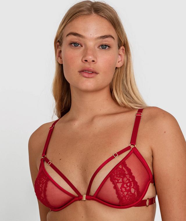 Night Games Zealous Underwire & Mini V Set - Dark Red