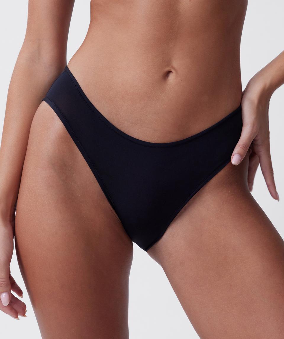 NKD High Leg Brazilian Knicker - Black