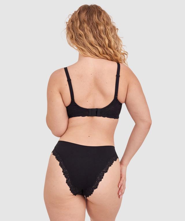 NKD High Leg Lace Brazilian Knicker - Black