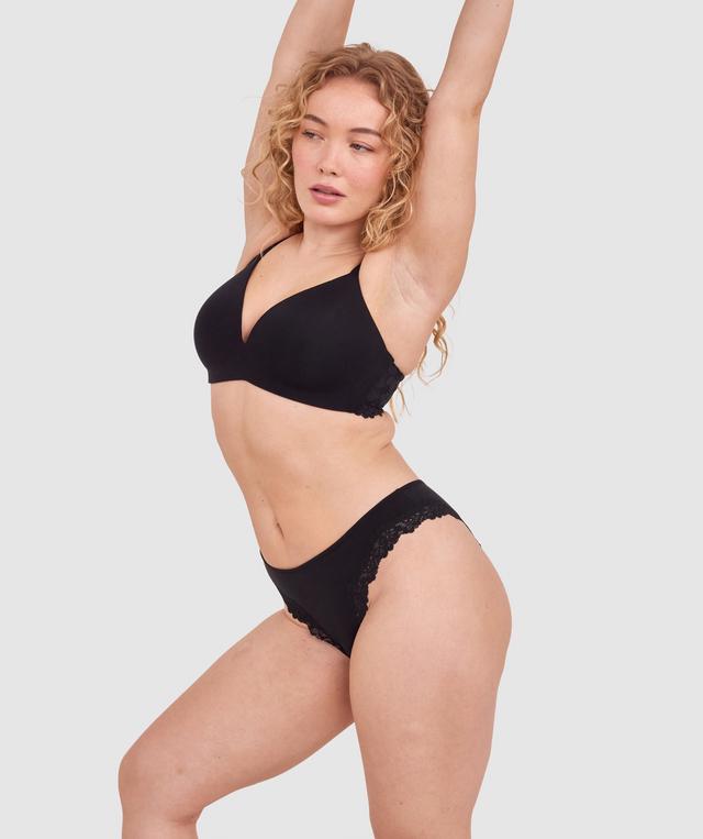 NKD High Leg Lace Brazilian Knicker - Black