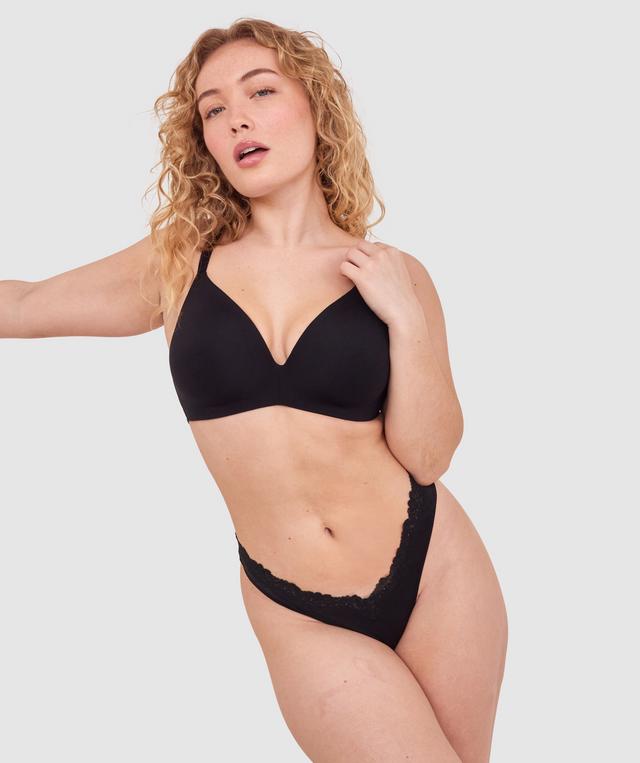 NKD High Leg Lace G String - Black