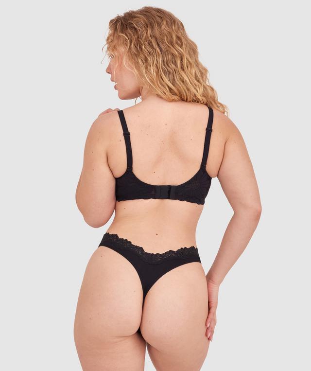 NKD High Leg Lace G String - Black