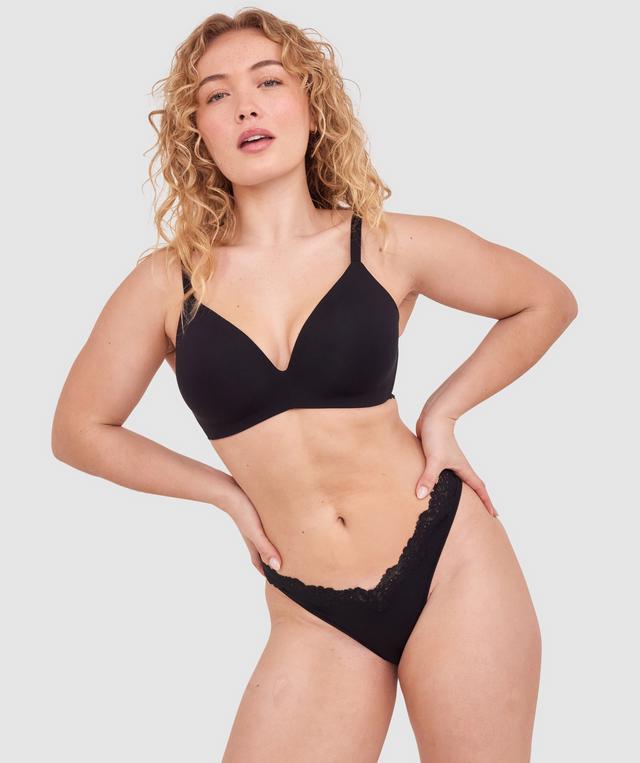 NKD High Leg Lace G String - Black