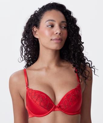 Noelle Push Up Dentelle Bra - Red (RED)
