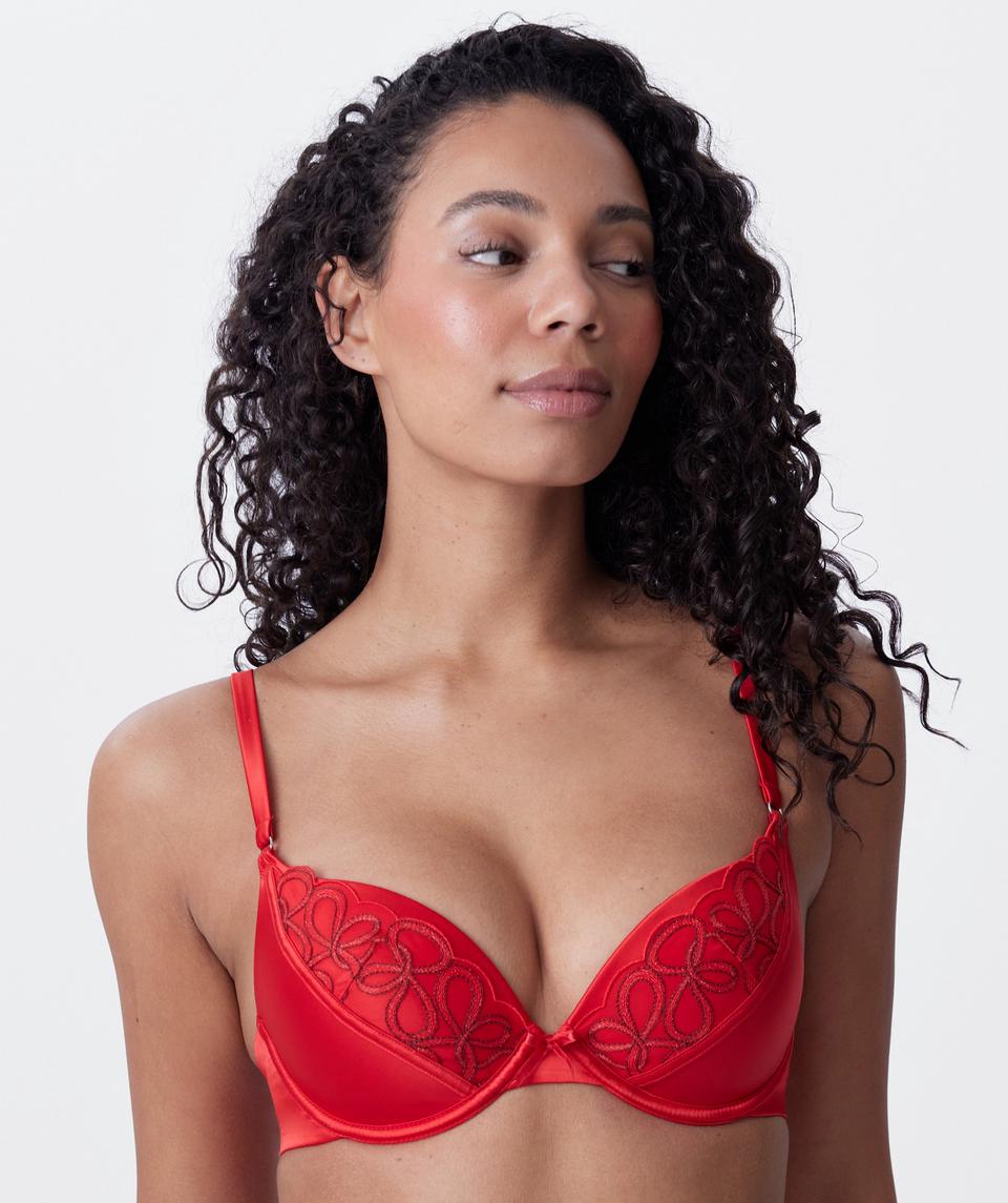 Noelle Push Up Dentelle Bra - Red