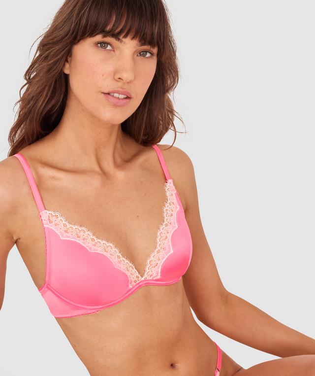 Paris Unlined Bra - Hot Pink / Cream
