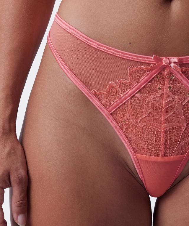 Patricia High Leg G String - Dark Coral
