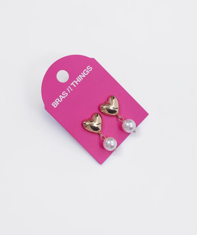 Pearl Love Heart Earrings - Gold
