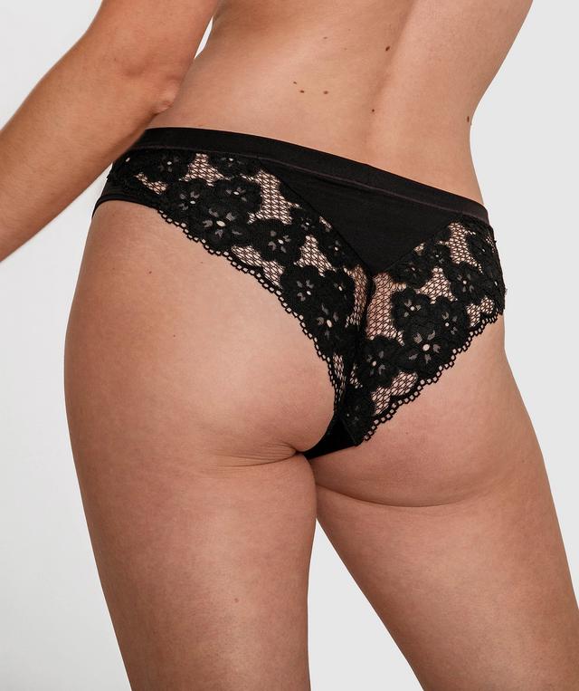 Planet Bliss Lace Brazilian Knicker - Black