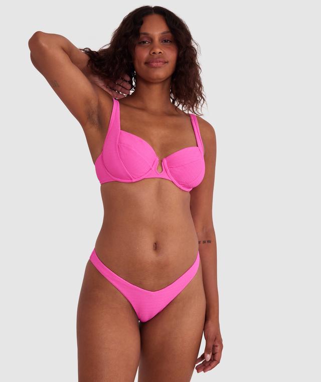 Planet Bliss Swim New Wave Brazilian Pant - Hot Pink