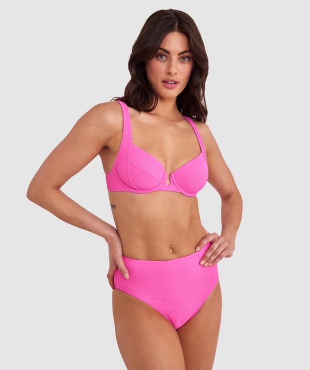 Planet Bliss Swim New Wave High Pant - Hot Pink