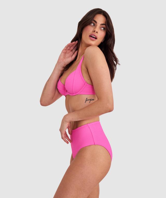 Planet Bliss Swim New Wave High Pant - Hot Pink