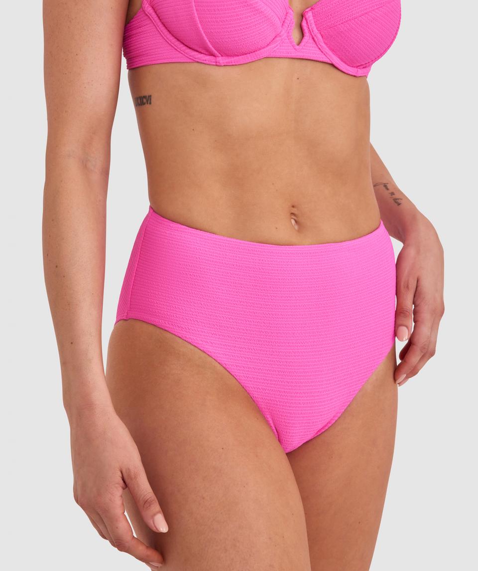 Planet Bliss Swim New Wave High Pant - Hot Pink