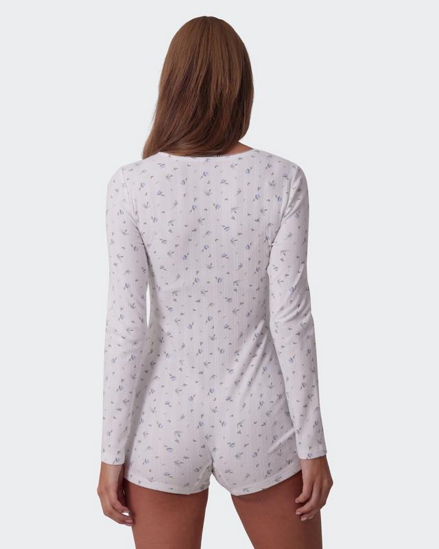 Polly Long Sleeve Romper - Print Ditsy Floral