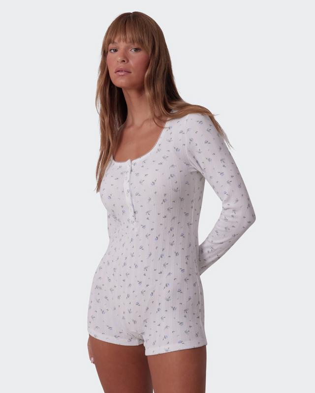 Polly Long Sleeve Romper - Print Ditsy Floral