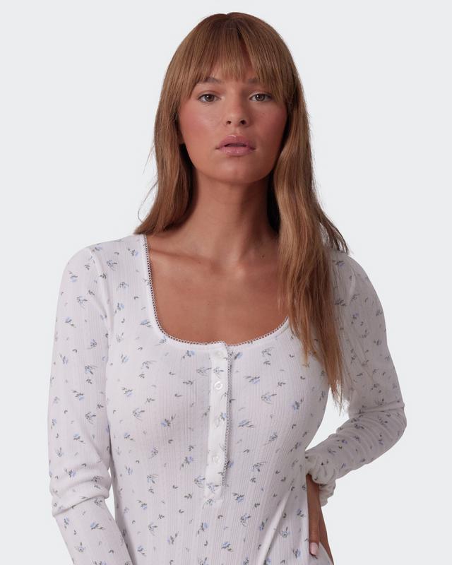 Polly Long Sleeve Romper - Print Ditsy Floral