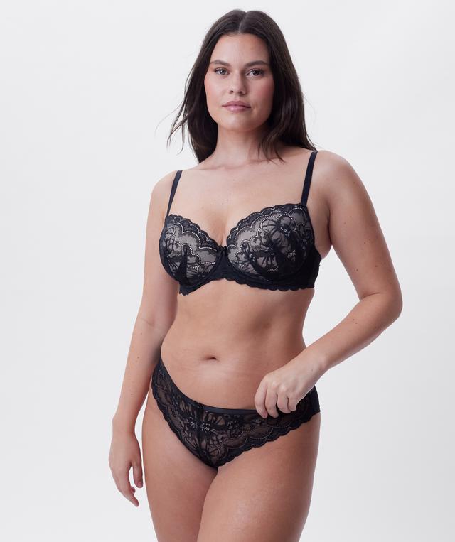 Posie Lightly Lined Balconette Bra - Black