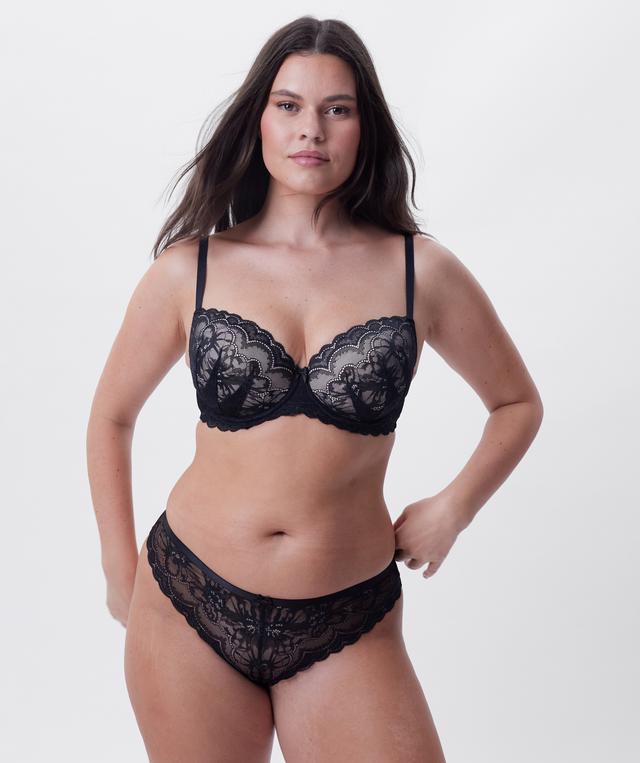 Posie Lightly Lined Balconette Bra - Black