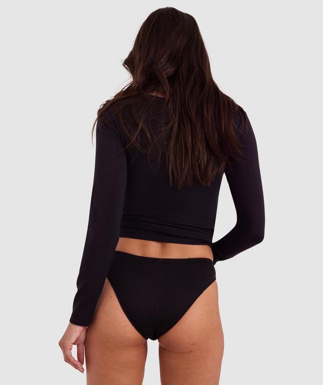 Rib Long Sleeve with Shelf Bra - Black