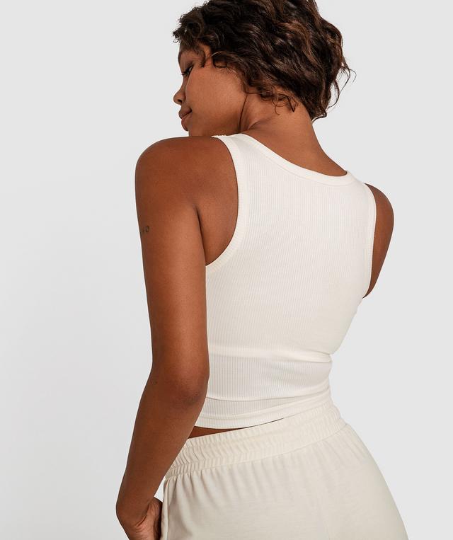 Rib Tank with Shelf Bra - Eggshell