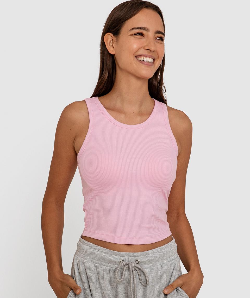 Rib Tank with Shelf Bra - Light Pink