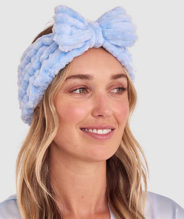 Rose Bow Headband - Pale Blue