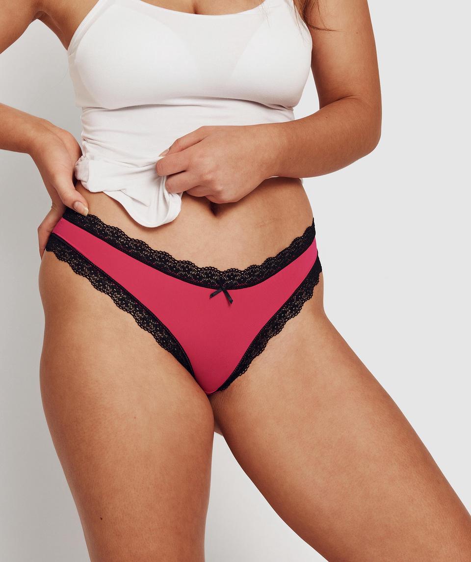 Rosy Brazilian Knicker - Dark Pink/ Black