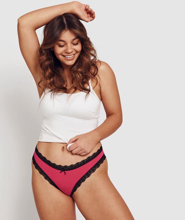 Rosy Brazilian Knicker - Dark Pink/ Black