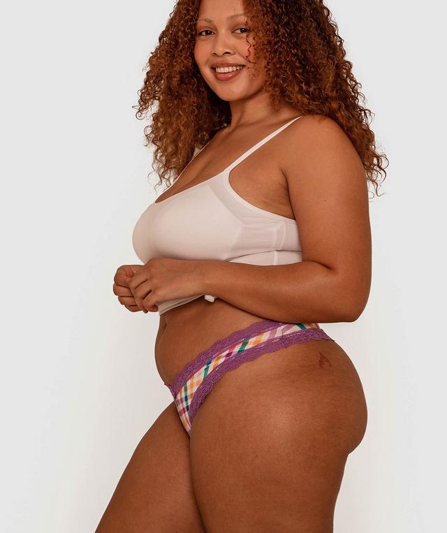 Rosy Brazilian Knicker - Purple Check Print