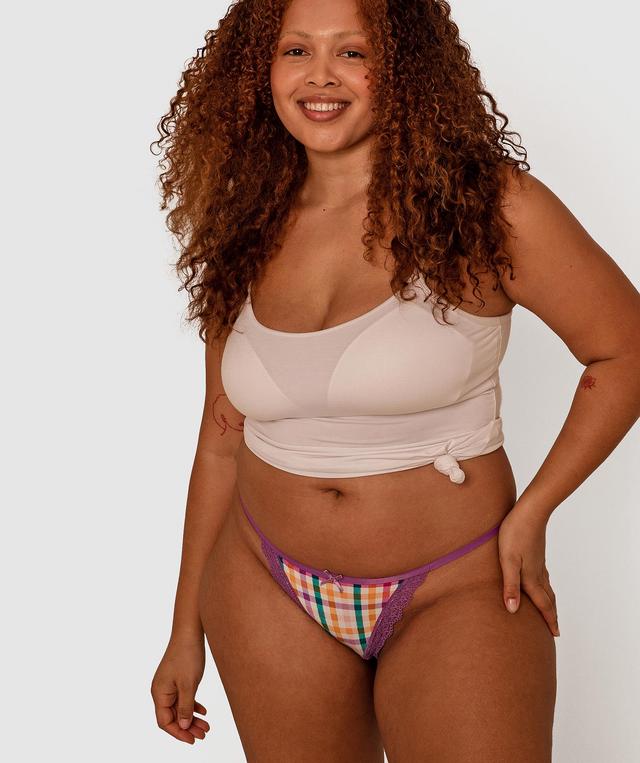 Rosy Mini V - Purple Check Print