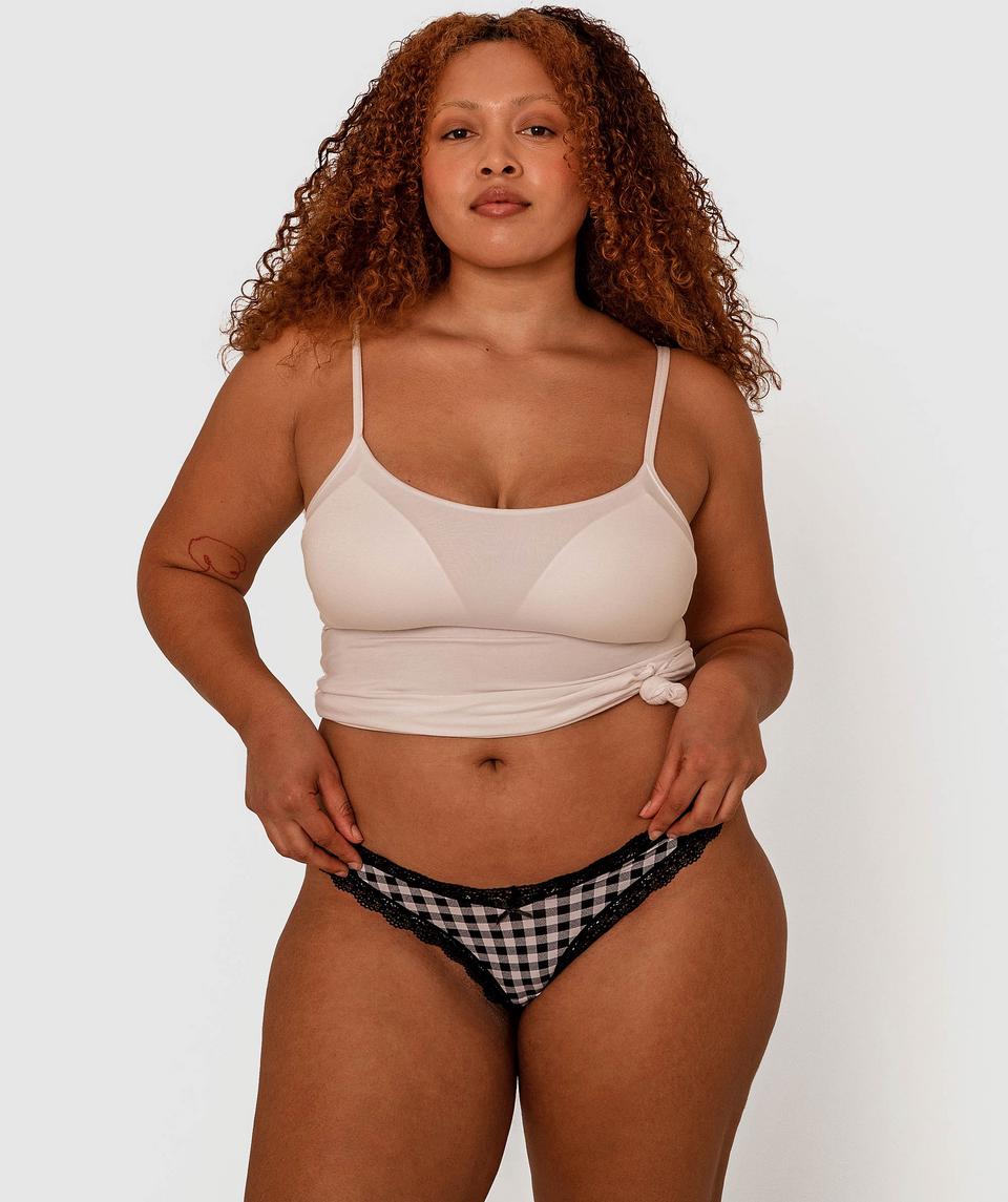 Rosy V Front Bikini - Black Check Print