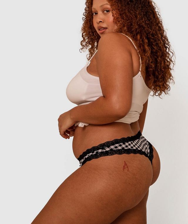 Rosy V Front Bikini - Black Check Print