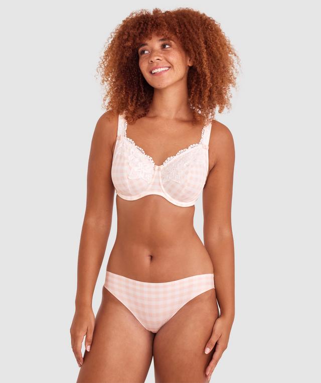 Sapphire Full Coverage Underwire Bra - Print Check/Light Pink